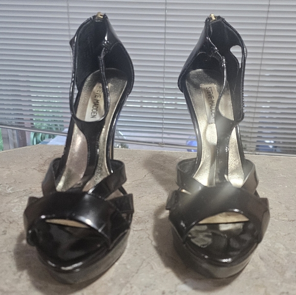 Steve Madden Haylow Black Platform Stiletto Heels Patent Leather Size 8.5 - Picture 3 of 10